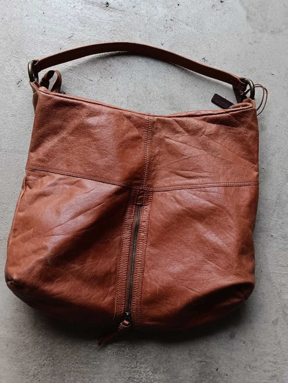 Tano LARGE LEATHER Hobo Bag, Cognac Brown Shoulder bag, Hobo bag,